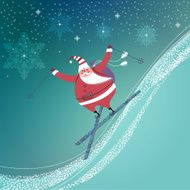 Cute Santa Claus skiing