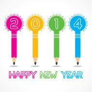 new year greeting with pencil bulb 2014