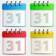 Four colored calendar icons