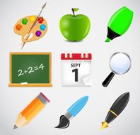 Different school icon vector illustration set