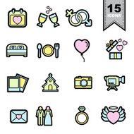 Wedding love Line icons set