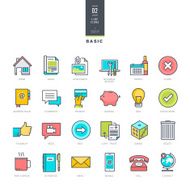 Set of line modern color icons for website design