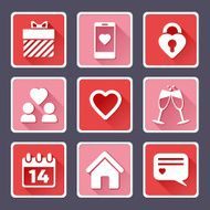 Valentine`s Day Flat icons set