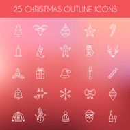 Christmas Holiday New Year outline icons