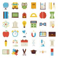 Big Flat Back to School Objects Set isolated over white