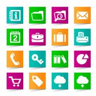 Universal Business Icons on Square Colored Buttons