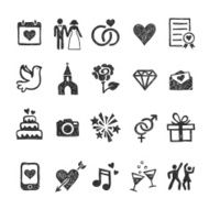 Hand drawn wedding icons made in vector on white background