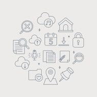 web line icon circle set N4