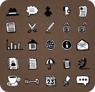 Doodle web and office icons