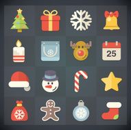 Flat icons christmas set N2