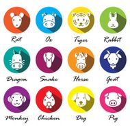 vector Chinese zodiac animal icons