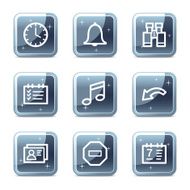 Organizer web icons square blue mineral buttons series