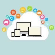 Cloud Computing Concept on Different Electronic Devices Vector N23