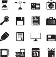 Silhouette Business and office icons N17