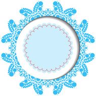 Snowflake christmas card with banner and lace on white N5