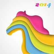 Colorful paper horse Christmas and New Year card Vector