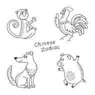 Set of the Chinese zodiac signs N7