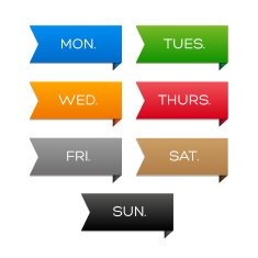 Weekly calendar with colorful ribbons N2