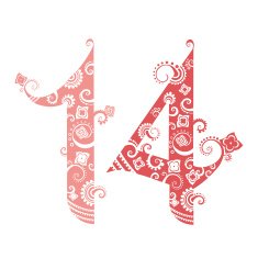 Valentine's Day fourteen ornate numbers N2
