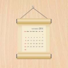 November2014 calendar on wood wall