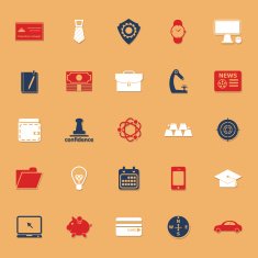 Businessman item classic color icons with shadow