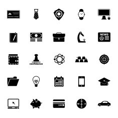 Businessman item icons on white background