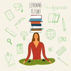 Cute woman with books on her head N2