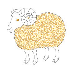 cute sheep with golden curl N2