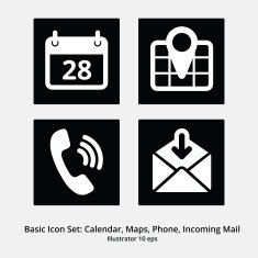 Basic Icon Set Calendar Maps Phone Incoming Mail N2