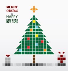 Christmas and New Year greeting card in retro style