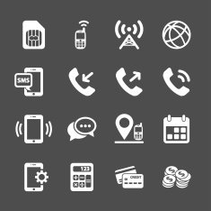 telecommunication account managment icon set vector eps10