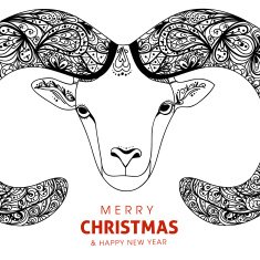 Symbol goat sheep for Chinese New Year with decorative horn N2