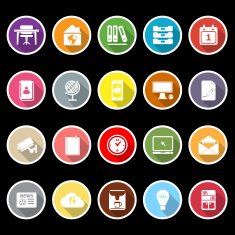 Home office icons with long shadow