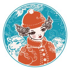 Girl with two sheep