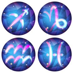zodiac signs in the form of a crystal vector set N3