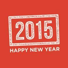Happy new year 2015 rubber stamp red background