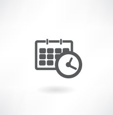 schedule icon - office clock with calendar N3