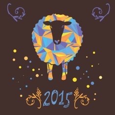 Vector card with sheep and 2015 N8