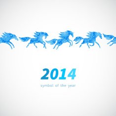 Seamless border of running horses