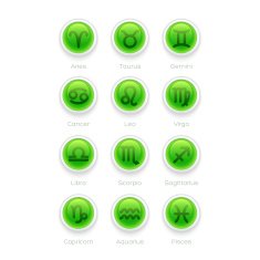 Buttons with Zodiac Symbol Icons N3