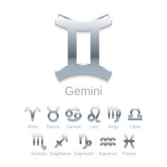 Silver Zodiac Symbol Icons Isolated on White
