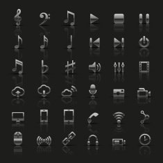 Set of universal silver icons N2