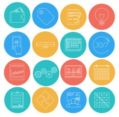 Flat lines icons of business and finance Electronic commerce