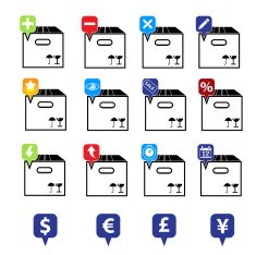 Shipping box icon set