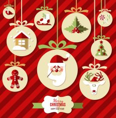 Christmas design icons set in balls