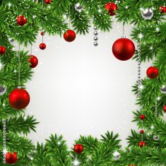 Christmas frame with fir branches and balls N2