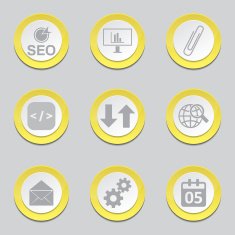 SEO Internet Sign Yellow Vector Button Icon Design Set 6 N12