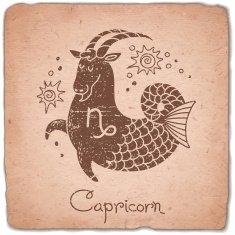 Capricorn zodiac sign horoscope vintage card