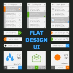 Set of templates mobile interface Flat UI UX N2
