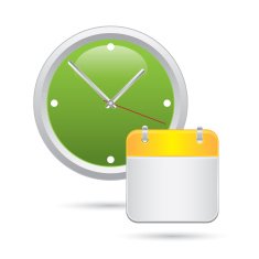 Business icon set with clock and a blank calendar